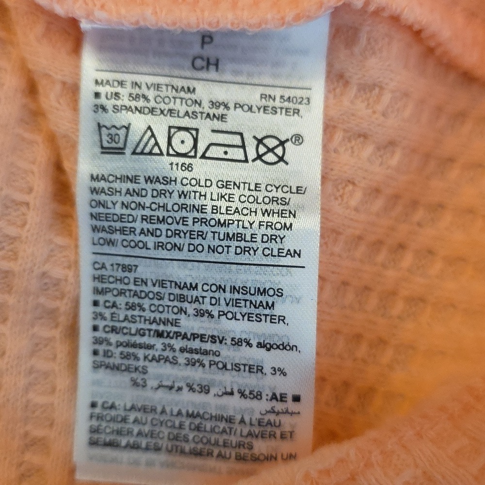 Old Navy Cozy Waffle Knit Henley Top Oversized Light Peach Pullover Small New - Picture 10 of 11